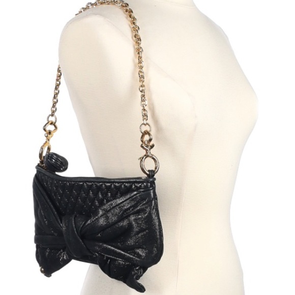 Juicy Couture Handbags - Juicy couture black leather bow chain shoulder bag